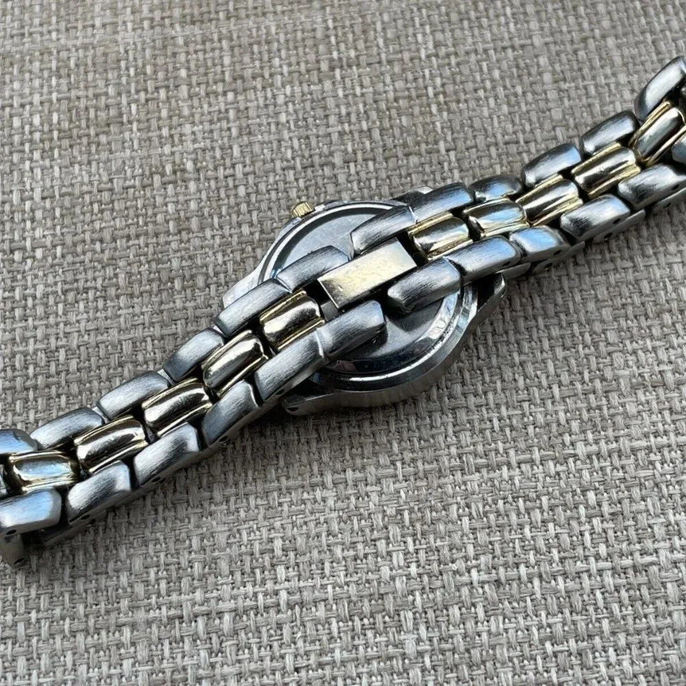 Prescot Ladies Wristwatch Silver/Gold Tone Blue Face Quartz Analog Japan Movt - Picture 6 of 11